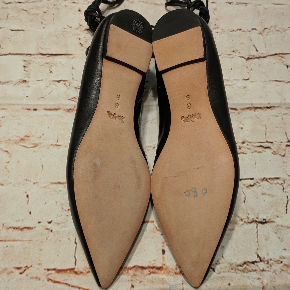 🎉 SALE NWOB Coach Lace up Justine Pointed Flats - Picture 7 of 8